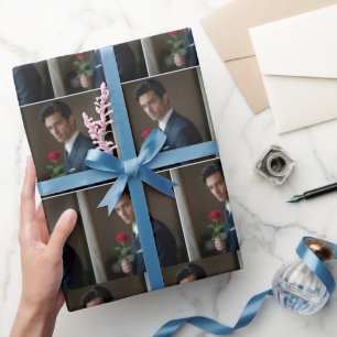 Handsome Man With a Red Rose Wrapping Paper