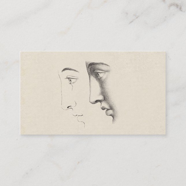 Handsome Man's Profile Antique French Engraving Business Card (Back)