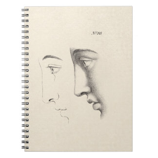 Handsome Man's Profile Antique French Engraving Notebook