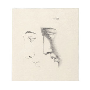 Handsome Man's Profile Antique French Engraving Notepad