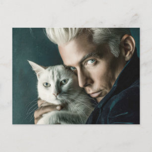 Handsome Men & Cats Art Postcard