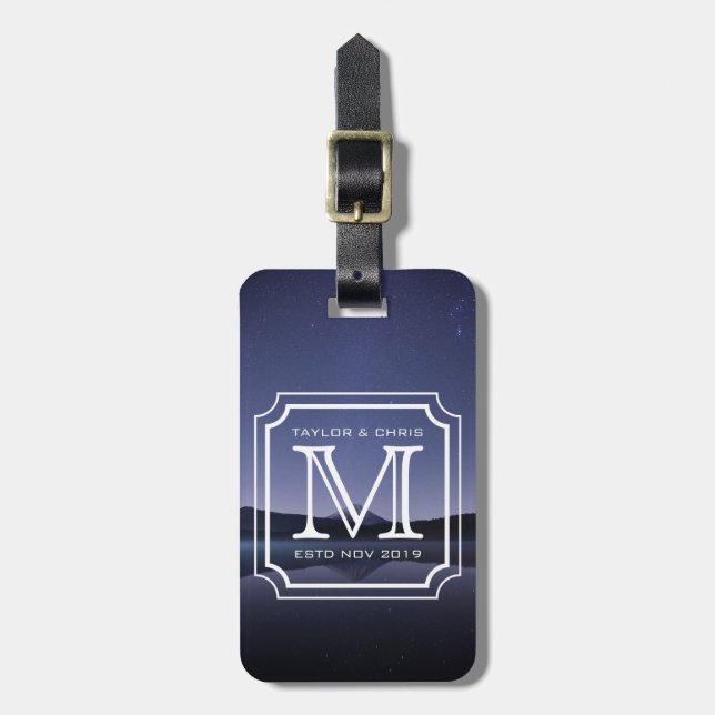 Handsome Monogram Beautiful Landscape Photo Simple Luggage Tag (Front Vertical)