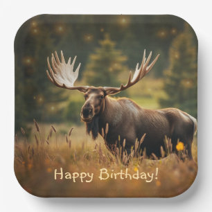 Handsome Moose Paper Plate