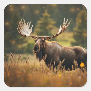 Handsome Moose Square Sticker