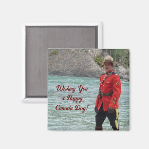 Handsome Mountie Happy Canada Day Funny Photo Magnet