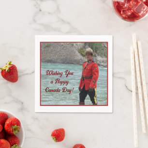 Handsome Mountie Happy Canada Day Funny Photo Napkin
