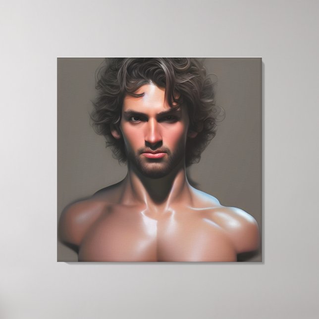 Handsome Muscular Man Canvas Print (Front)