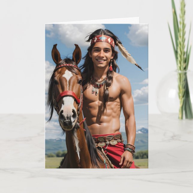 Handsome Native American Wisdom Greetings Card (Front)