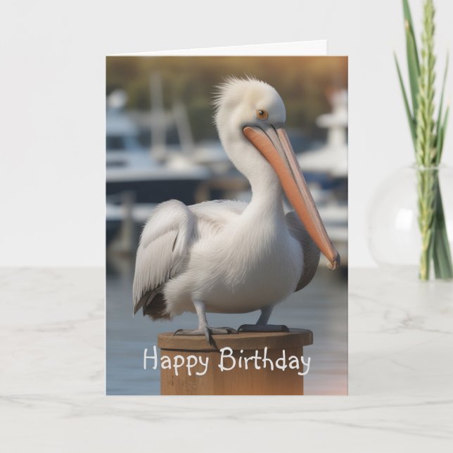 Handsome Pelican Birthday Card (Front)