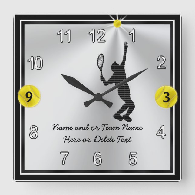 Handsome Personalised Tennis Clocks for Men, Boys (Front)