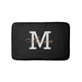 Handsome Personalized Black Gold Bath Mat