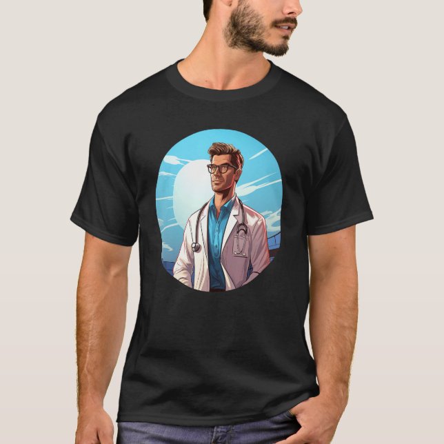 Handsome Physician for Doctor and Hospital Worker T-Shirt (Front)