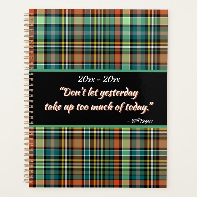 Handsome Plaid Motivational Personalised Planner (Front)