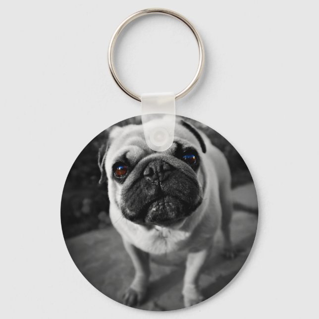 Handsome Pug Key Ring (Front)