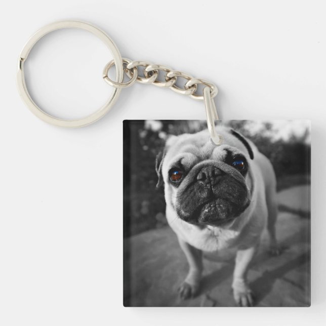 Handsome Pug Key Ring (Front)