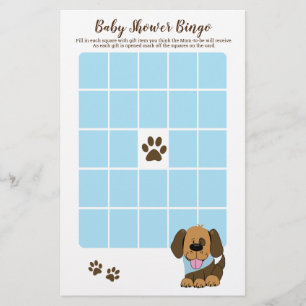 Handsome Puppy Dog Boy Baby Shower Bingo Game