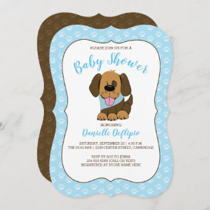 Handsome Puppy Dog Boy Baby Shower Invitation