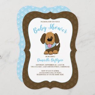 Handsome Puppy Dog Boy Baby Shower Invite Brown