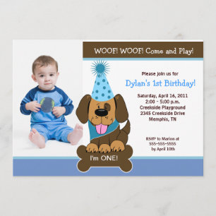 Handsome Puppy *PHOTO* Birthday 5x7 Invitation