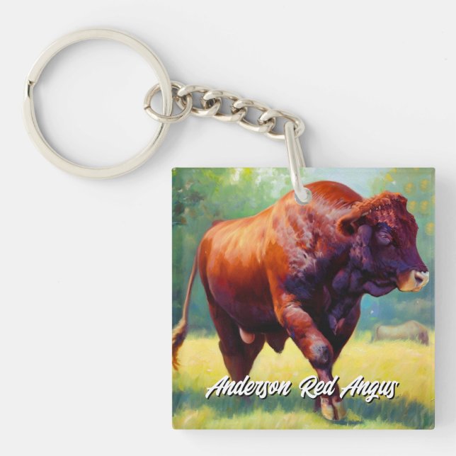 Handsome Red Angus Bull Key Ring (Front)