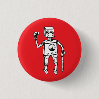 Handsome Robot by Fred Wilder on Red 3 Cm Round Badge