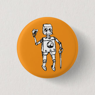 Handsome Robot on a Orange Field the 3 Cm Round Badge