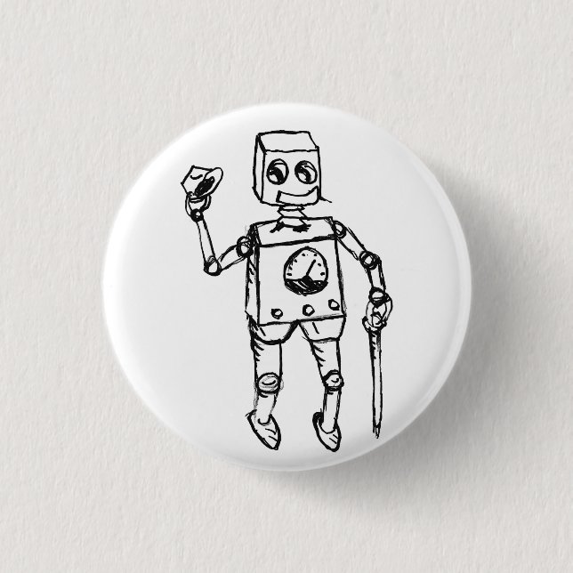 Handsome Robot, the dapper gentleman on a 3 Cm Round Badge (Front)