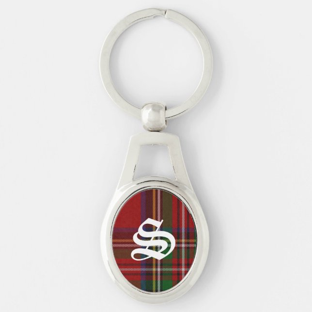 Handsome Royal Stewart Plaid Monogram Key Chain (Front)