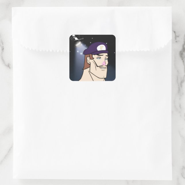 Handsome Waluigi Square Sticker (Bag)