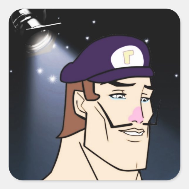 Handsome Waluigi Square Sticker (Front)