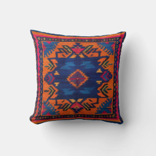 Handwoven Blue Kilim Lumbar Pillows: Unique Comfor Cushion