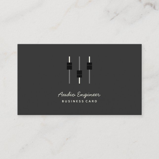 Handwriting Audio Engineer w/ Logo & Social Media Business Card (Front)