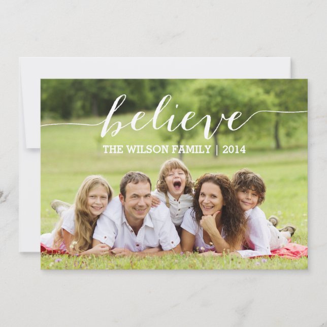Handwriting Believe Holiday Photo Card (Front)