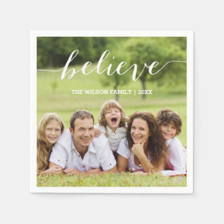 Handwriting Believe | Holiday Photo Paper Napkins