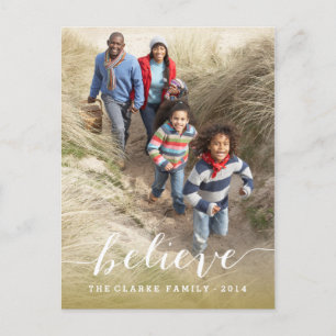 Handwriting Believe   Holiday Photo Postcard