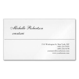Handwriting Black White Plain Minimalist Magnetic Business Card
