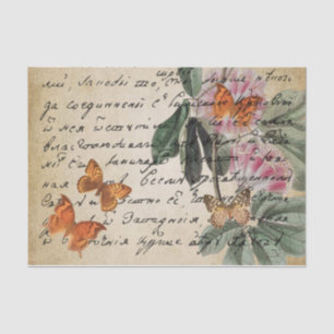 Handwriting Butterfly Vintage Decoupage Tissue Paper