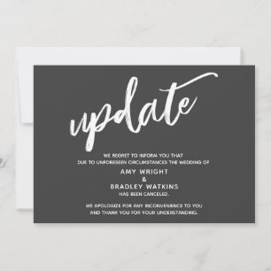 Handwriting Cancelled Wedding Update Dark Grey Invitation