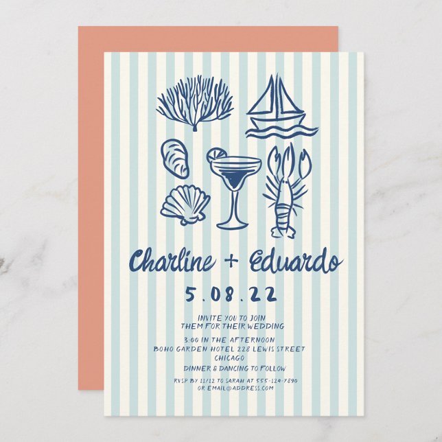 Handwriting Coast  Retro Wedding invitation (Creator Uploaded)