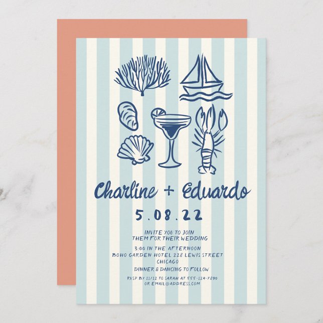 Handwriting Coast  Retro Wedding invitation (Creator Uploaded)