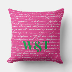 Handwriting Couple INITIALS Love Story Preppy Fun  Cushion