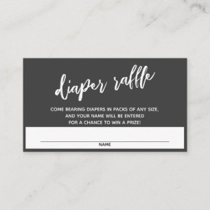Handwriting Darkest Grey Diaper Raffle Ticket Enclosure Card