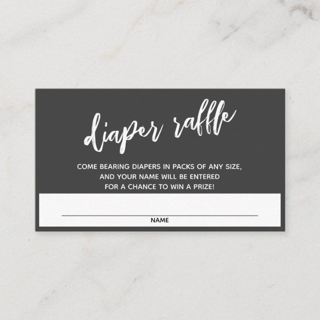 Handwriting Darkest Grey Diaper Raffle Ticket Enclosure Card (Front)