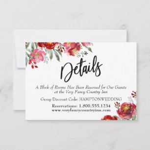 Handwriting Details Burgundy Red Flowers Enclosure Save The Date