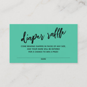 Handwriting Diaper Raffle Ticket Biscay Green Enclosure Card