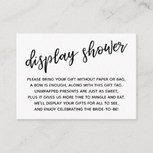 Handwriting Display Shower Gift Enclosure Card