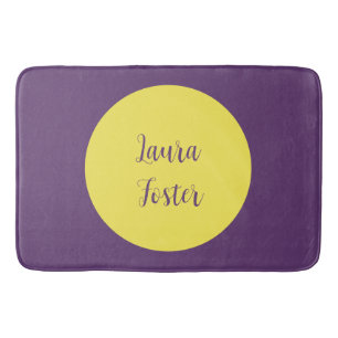 Handwriting Elegant Name Indigo & Yellow Colour Bath Mat