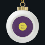 Handwriting Elegant Name Indigo & Yellow Colour Ceramic Ball Christmas Ornament<br><div class="desc">An attractive,  eye-catching yet extremely simple design. I'm sure this is exactly what you're looking for.</div>