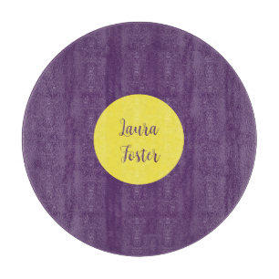 Handwriting Elegant Name Indigo & Yellow Colour Cutting Board
