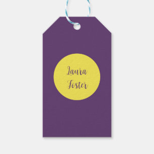 Handwriting Elegant Name Indigo & Yellow Colour Gift Tags
